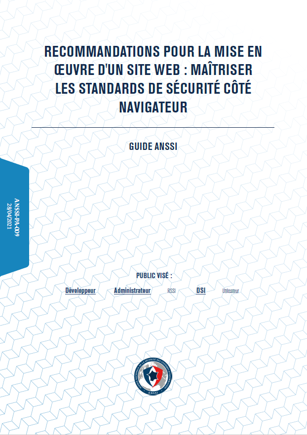 Recommandations pour la mise en œuvre d'un site web : maîtriser les standards de sécurité côté navigateur - couverture