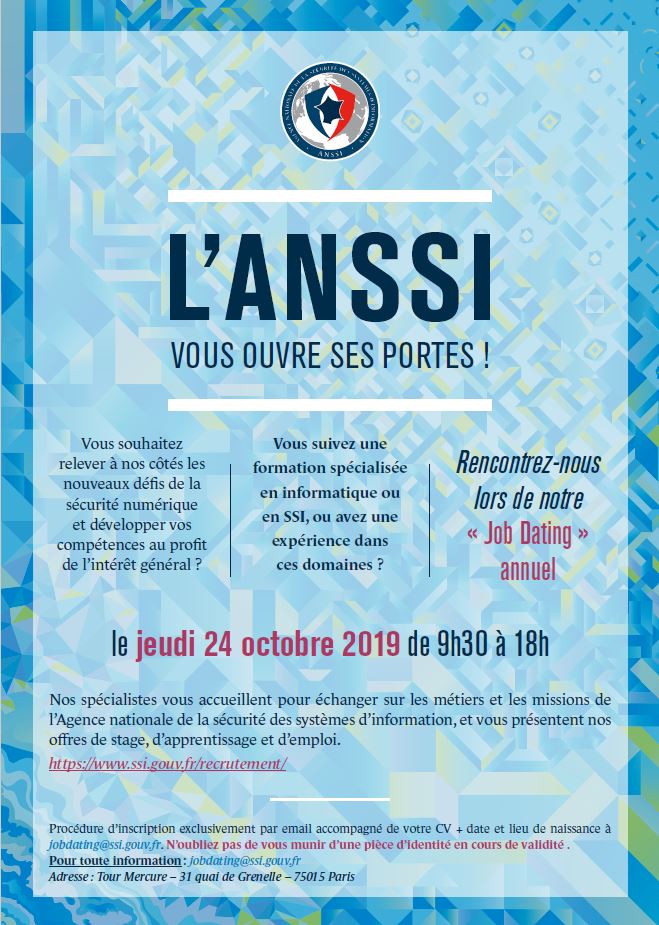 Affiche jobdating ANSSI 2019