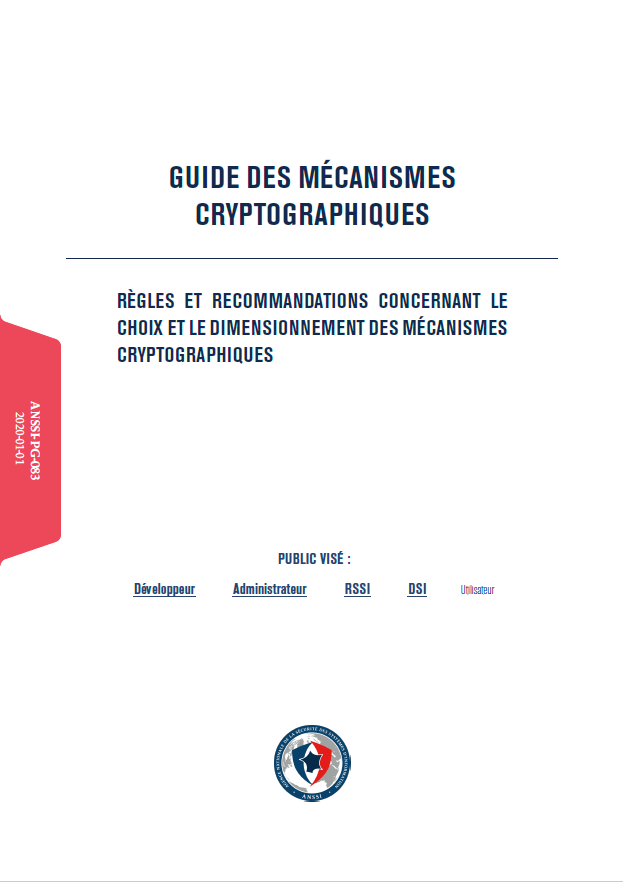 Règles et recommandations concernant le choix et le dimensionnement de mécanismes cryptographiques - couverture